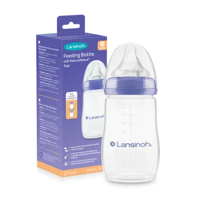 Lansinoh, Natural Wave, butelka ze smoczkiem, rozmiar M, 240 ml