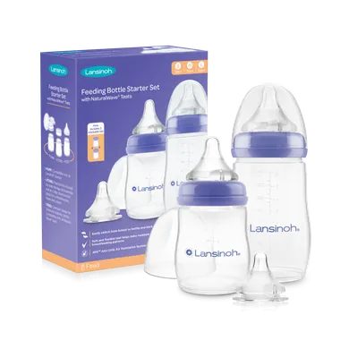 Lansinoh, NaturalWave, zestaw startowy butelek do karmienia ze smoczkami, rozmiar S, M, L