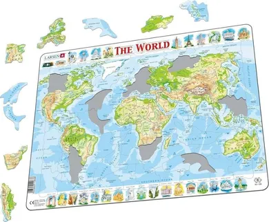 Larsen, układanka, puzzle ramkowe, mapa świata fizyczna