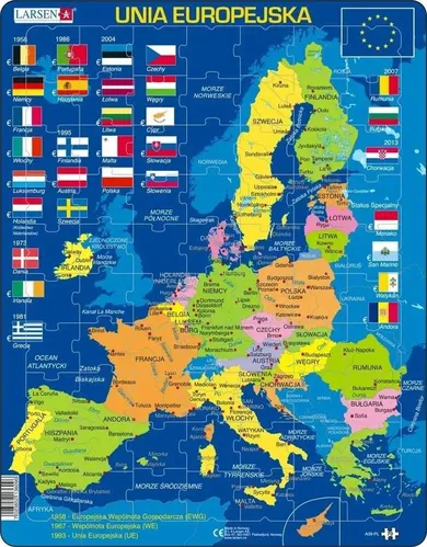 Larsen, Unia Europejska - Mapa, Flagi, puzzle ramkowe