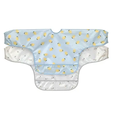 Lassig, Happy Fruits Lemon, zestaw śliniaków z długim rękawem, 6m+, 2 szt.