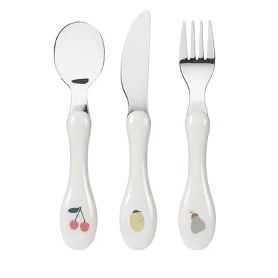 Lassig, Happy Fruits, zestaw sztućców ze stali nierdzewnej, 3 szt.