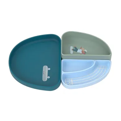 Lassig, Tiny Team, zestaw silikonowych naczyń, piesek, 3 szt.