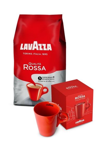 Lavazza, Qualità Rossa kawa ziarnista, 1000 g + kubek