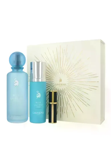 Laverne, Blue Laverne, 7AM Collection, zestaw: woda perfumowana, 200 ml + All Over Spray, dezodorant, 100 ml