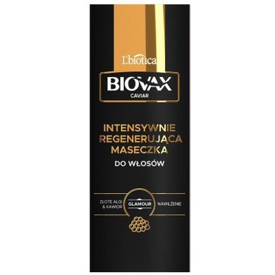 L`biotica, Biovax, Glamour Caviar, maska do włosów intensywnie regenerująca, złote algi & kawior, 150 ml