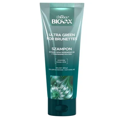 L`biotica, Biovax, Glamour Ultra Green For Brunettes, szampon do włosów dla brunetek, 200 ml