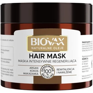 L`biotica, Biovax, Hair Mask, maska do włosów intensywnie regenerująca, naturalne oleje, 250 ml