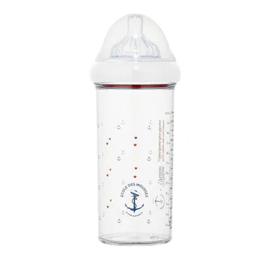 Le Biberon Français, butelka ze smoczkiem do karmienia niemowląt, tritanowa, Marine Nationale, 6m+, 360 ml