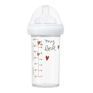 Le Biberon Français, butelka ze smoczkiem do karmienia niemowląt, tritanowa, My love, 6m+, 210 ml