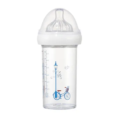 Le Biberon Français, butelka ze smoczkiem do karmienia niemowląt, tritanowa, Rower, 6m+, 210 ml