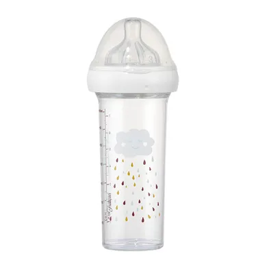 Le Biberon Français, butelka ze smoczkiem do karmienia noworodków i niemowląt, tritanowa, chmurka, 0m+, 210 ml