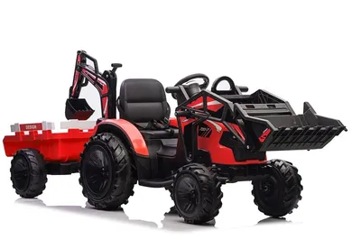 Lean Cars, koparka z naczepą, pojazd na akumulator, SX2068, czerwony