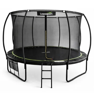 Lean Sport, trampolina ogrodowa z siatką wewnętrzną, czarno-zielona, 427 cm, 14ft