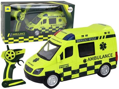 Lean Toys, ambulans, interaktywny pojazd zdalnie sterowany, żółty