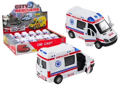 Lean Toys, ambulans, pojazd interaktywny z napędem, biały, 1:32