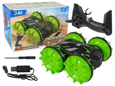 Lean Toys, Amfibia dwustronna, pojazd zdalnie sterowany, zielony