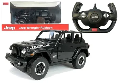 Lean Toys, Auto Jeep Wrangler Rubicon Rastar, 1:14, czarne, pojazd zdalnie sterowany