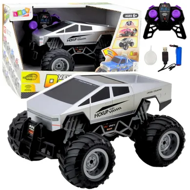 Lean Toys, auto terenowe off-road rc zdalnie sterowane srebrne, 1:16