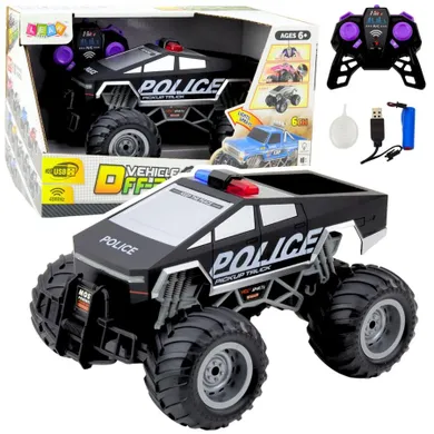 Lean Toys, auto terenowe policyjne off-road rc zdalnie sterowane czarne, 1:16