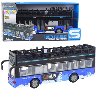 Lean Toys, autobus miejski piętrowy, pojazd interaktywny, 1:16