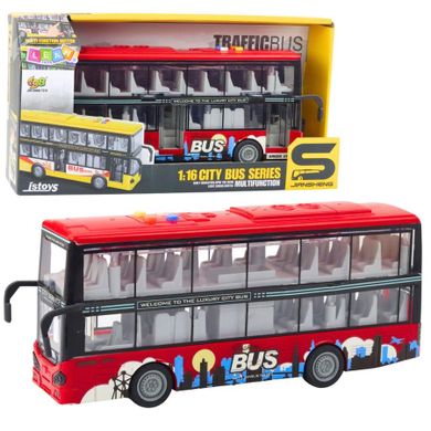 Lean Toys, autobus miejski piętrowy, pojazd interaktywny, 1:16