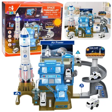 Lean Toys, baza kosmiczna z rakietą, pojazd interaktywny