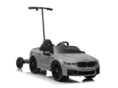 Lean Toys, BMW M5, pojazd na akumulator z platformą dla rodzica, srebrny lakierowany