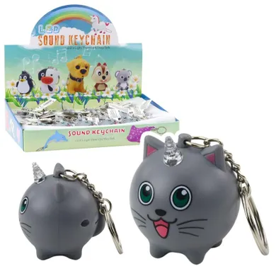 Lean Toys, brelok do kluczy, jednorożec LED, szary