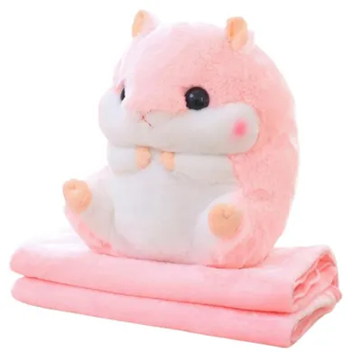 Lean Toys, chomik, maskotka z kocykiem, różowy, 90-100 cm