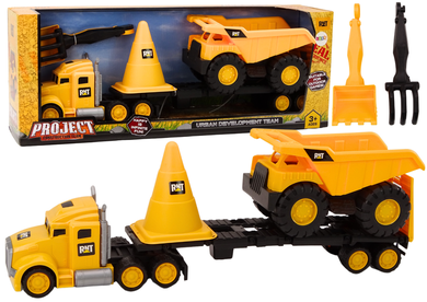 Lean Toys, ciężarówka, wywrotka, zestaw pojazdów budowlanych