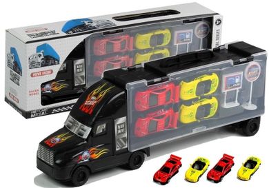 Lean Toys, ciężarówka z autkami, pojazd, czarny