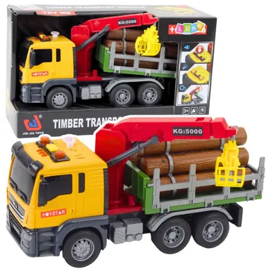 Lean Toys, ciężarówka z dźwigiem do drewna, pojazd interaktywny
