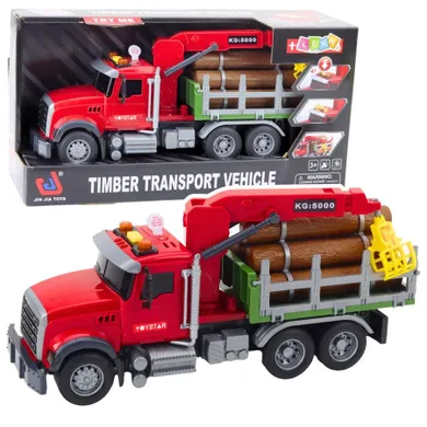 Lean Toys, ciężarówka z dźwigiem do drewna, pojazd interaktywny