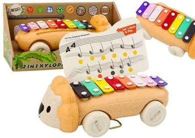 Lean Toys, cymbałki, lew na kółkach, instrument muzyczny