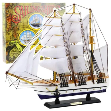 Lean Toys, Dekoracyjny Statek Żaglowiec Fregata, biały, 49-43 cm