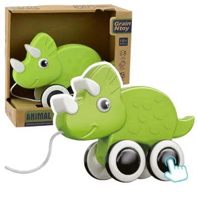 Lean Toys, dinozaur do ciągnięcia, zielony