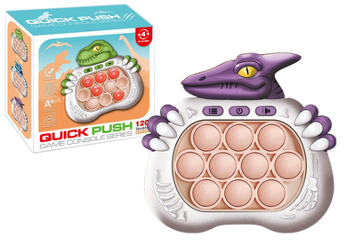 Lean Toys, dinozaur pop it, interaktywna gra zręcznościowa, fioletowy