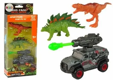 Lean Toys, dinozaury + samochód z rakietą, zielony, figurki