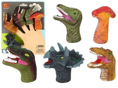 Lean Toys, dinozaury, pacynki na palce, kolorowe, 5 szt.