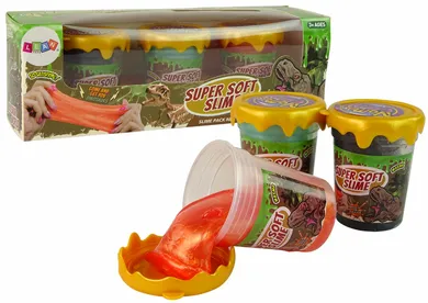 Lean Toys, Dinozaury, slime, masa plastyczna, brokatowa, 3 kolory