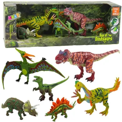 Lean Toys, dinozaury, zestaw figurek, ruchome nogi paszcze, 6 szt.