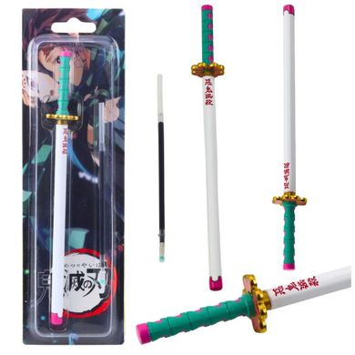 Lean Toys, długopis metalowy, miecz katana anime, czarny z wymiennym wkładem, turkus
