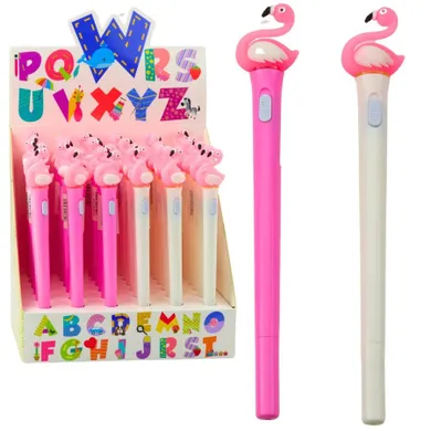 Lean Toys, długopis świecący, różowy flaming, niebieski, 0.7 mm, 1 szt.