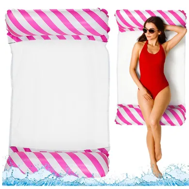 Lean Toys, dmuchany materac do wody, biało-różowy, 120-70 cm