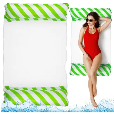 Lean Toys, dmuchany materac do wody, biało-zielony, 120-70 cm