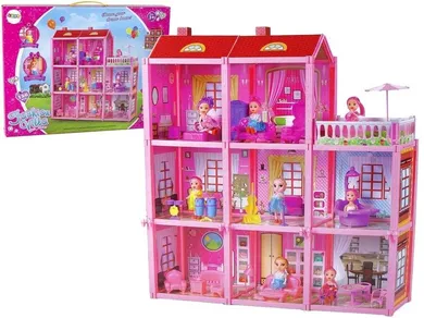 Lean Toys, domek dla lalek, różowy, 63-17-65 cm