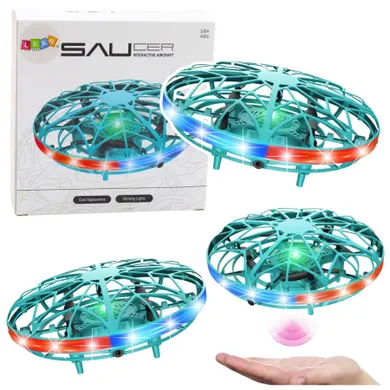 Lean Toys, dron UFO, sterowany ręką, turkusowy
