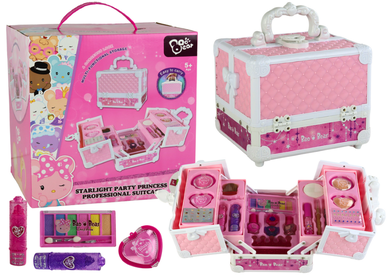 Lean Toys, duży kuferek z kosmetykami, różowy