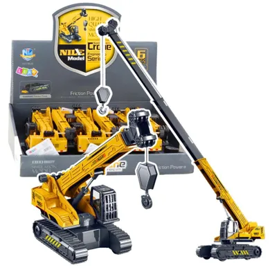 Lean Toys, dźwig gąsienicowy, pojazd budowlany, 360°, żółty